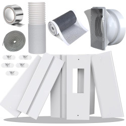 240cm joint de porte pour climatiseur avec Tuyau Φ13cm Extensible, 1m Filtre DIY & Joint, Adaptateur Universel 13/15cm pour Clim