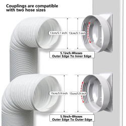 240cm joint de porte pour climatiseur avec Tuyau Φ13cm Extensible, 1m Filtre DIY & Joint, Adaptateur Universel 13/15cm pour Clim