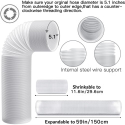240cm joint de porte pour climatiseur avec Tuyau Φ13cm Extensible, 1m Filtre DIY & Joint, Adaptateur Universel 13/15cm pour Clim