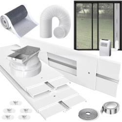 240cm kit calfeutrage climatiseur pour climatiseur mobile avec Tuyau Φ15cm, 1 m Filtre DIY & Joint, Adaptateur 13/15cm pour Mobi
