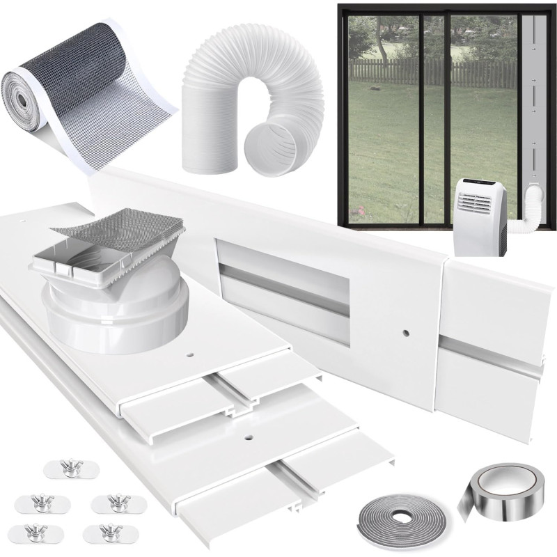 240cm kit calfeutrage climatiseur pour climatiseur mobile avec Tuyau Φ15cm, 1 m Filtre DIY & Joint, Adaptateur 13/15cm pour Mobi