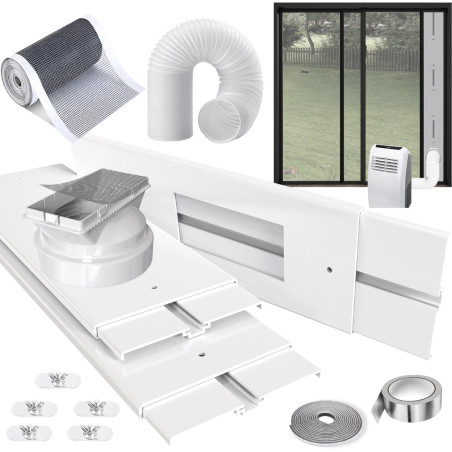 240cm kit calfeutrage climatiseur pour climatiseur mobile avec Tuyau Φ15cm, 1 m Filtre DIY & Joint, Adaptateur 13/15cm pour Mobi