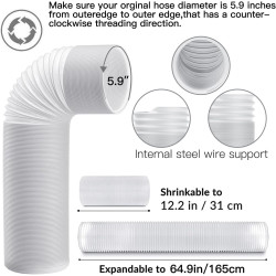 240cm kit calfeutrage climatiseur pour climatiseur mobile avec Tuyau Φ15cm, 1 m Filtre DIY & Joint, Adaptateur 13/15cm pour Mobi