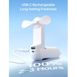 JISULIFE Mini ventilateur portatif, ventilateur à main 3 en 1, ventilateur de poche rechargeable, ventilateur à piles [12-19 heu