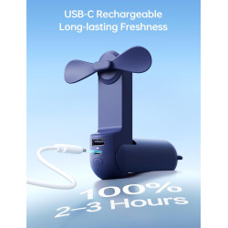 JISULIFE Mini ventilateur portatif, ventilateur à main 3 en 1, ventilateur de poche rechargeable, ventilateur à piles [14-21 heu