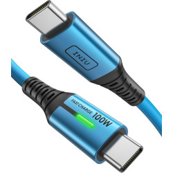 INIU Câble de charge rapide USB-C, 2 m, bleu, type C, en nylon, USB-A vers USB-C, câble de données pour iPhone 16 15, Samsung S2