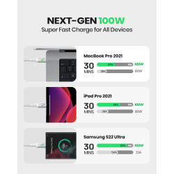 INIU Câble de charge rapide USB-C, 2 m/BSWH, Type C, en nylon, USB-A vers USB-C, pour Samsung S22 S21 Note 10 Google Pixel 7 iPa