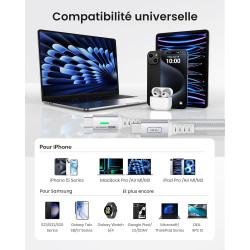 INIU Câble de charge rapide USB-C, 2 m/BSWH, Type C, en nylon, USB-A vers USB-C, pour Samsung S22 S21 Note 10 Google Pixel 7 iPa