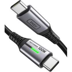 INIU Câble USB C, 0.3m 100W PD 5A Cable USB C Charge Rapide QC 4.0 Chargeur Type C Nylon Tressé pour iPhone 15 Samsung S23 Ultra