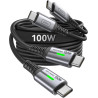 INIU Cable USB C, [1m+1m] 100W 5A PD QC4 Câble usb c vers usb c Charge Rapide, Chargeur Type C de Données en Nylon Tressé pour M