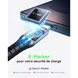 INIU Cable USB C, [1m+1m] 100W 5A PD QC4 Câble usb c vers usb c Charge Rapide, Chargeur Type C de Données en Nylon Tressé pour M