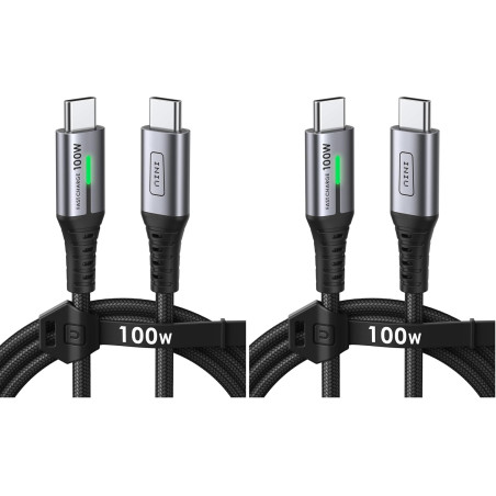 INIU Câble USB C, 1m 100W PD 5A Cable USB C Charge Rapide QC 4.0 Chargeur Type C Nylon Tressé pour iPhone 16 15 Samsung S23 Ultr