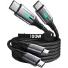 INIU Câble USB C vers USB C, [2m*2] 100W PD3.0 Cable USB C Charge Rapide, Câble USB Type C de Données en Nylon Tressé pour iPhon