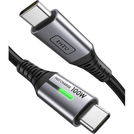 INIU Câble USB C, 100 W [3 m] PD3.0 - Câble de charge rapide en nylon tressé pour iPhone 16 15 Pro Samsung Galaxy S23 S22 S21 Pi