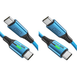 INIU Câble de charge rapide USB-C, 2 m, bleu, type C, en nylon, USB-A vers USB-C, câble de données pour iPhone 16 15, Samsung S2