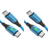 INIU Câble de charge rapide USB-C, 2 m, bleu, type C, en nylon, USB-A vers USB-C, câble de données pour iPhone 16 15, Samsung S2