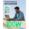 INIU Câble de charge rapide USB-C, 2 m, bleu, type C, en nylon, USB-A vers USB-C, câble de données pour iPhone 16 15, Samsung S2