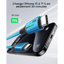 INIU Cable USB C, [2m+2m] 100W 5A PD QC4 Câble usb c vers usb c Charge Rapide, Chargeur Type C de Données en Nylon Tressé pour M
