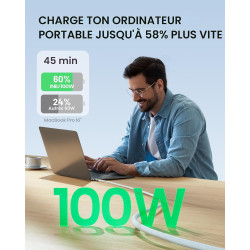 INIU Cable USB C, [2m+2m] 100W 5A PD QC4 Câble usb c vers usb c Charge Rapide, Chargeur Type C de Données en Nylon Tressé pour M