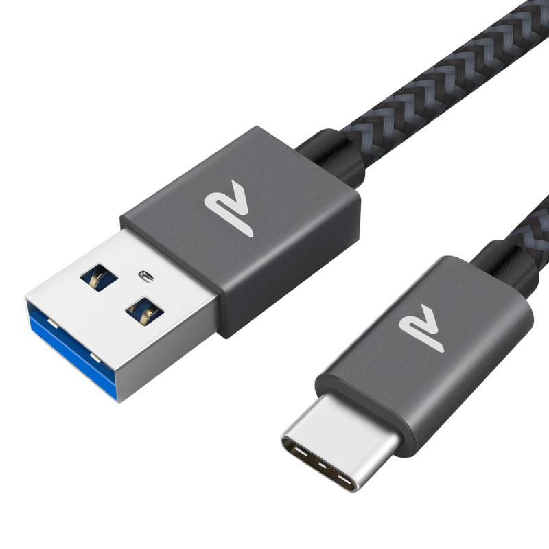RAMPOW Cable USB C, Charge Rapide 3A USB3.0&QC3.0, Cable Chargeur USB C Cable Nylon Tressé Compatible avec iPhone 17 Pro Max Air