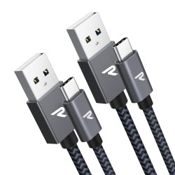 RAMPOW Cable USB C, Charge Rapide 3A QC3.0, Cable Chargeur USB C Cable Nylon Tressé Compatible avec iPhone 17 Pro Max Air 16/15,