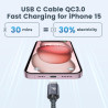 RAMPOW Cable USB C, Charge Rapide 3A QC3.0, Cable Chargeur USB C Cable Nylon Tressé Compatible avec iPhone 17 Pro Max Air 16/15,