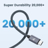RAMPOW Cable USB C, Charge Rapide 3A QC3.0, Cable Chargeur USB C Cable Nylon Tressé Compatible avec iPhone 17 Pro Max Air 16/15,