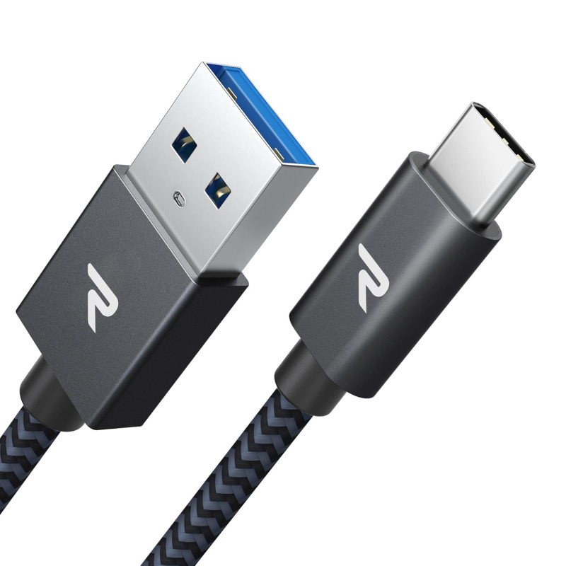 RAMPOW Cable USB C, Charge Rapide 3A USB3.0&QC3.0, Cable Chargeur USB C Cable Nylon Tressé Compatible avec iPhone 17 Pro Max Air