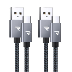 RAMPOW Cable USB C, Charge Rapide 3A QC3.0, Cable Chargeur USB C Cable Nylon Tressé Compatible avec iPhone 17 Pro Max Air 16/15,