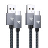 RAMPOW Cable USB C, Charge Rapide 3A QC3.0, Cable Chargeur USB C Cable Nylon Tressé Compatible avec iPhone 17 Pro Max Air 16/15,