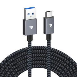 RAMPOW Cable USB C, Charge Rapide 3A USB3.0&QC3.0, Cable Chargeur USB C Cable Nylon Tressé Compatible avec iPhone 17 Pro Max Air