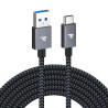 RAMPOW Cable USB C, Charge Rapide 3A USB3.0&QC3.0, Cable Chargeur USB C Cable Nylon Tressé Compatible avec iPhone 17 Pro Max Air