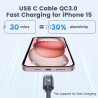 RAMPOW Cable USB C, Charge Rapide 3A USB3.0&QC3.0, Cable Chargeur USB C Cable Nylon Tressé Compatible avec iPhone 17 Pro Max Air