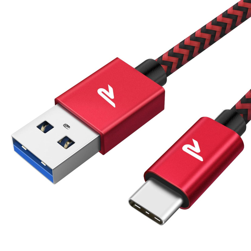 RAMPOW Cable USB C, Charge Rapide 3A USB3.0&QC3.0, Cable Chargeur USB C Cable Nylon Tressé Compatible avec iPhone 17 Pro Max Air
