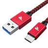 RAMPOW Cable USB C, Charge Rapide 3A USB3.0&QC3.0, Cable Chargeur USB C Cable Nylon Tressé Compatible avec iPhone 17 Pro Max Air