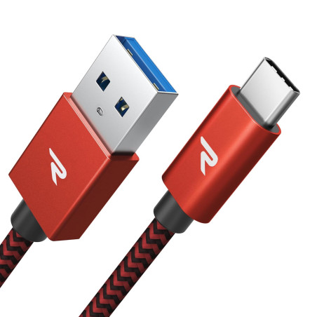 RAMPOW Cable USB C, Charge Rapide 3A USB3.0&QC3.0, Cable Chargeur USB C Cable Nylon Tressé Compatible avec iPhone 17 Pro Max Air