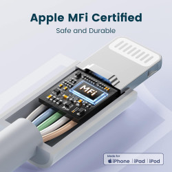 RAMPOW Cable iPhone 2M Long, Chargeur iPhone [Certifié MFi C89] Cable iPhone USB, Câble Lightning apple Charge Rapide, pour iPho