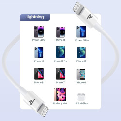 RAMPOW Cable iPhone 2M Long, Chargeur iPhone [Certifié MFi C89] Cable iPhone USB, Câble Lightning apple Charge Rapide, pour iPho