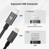RAMPOW Câble iPhone [20cm/0.65ft] Certifié Apple MFi, iPhone Chargeur Fibre de Nylon Tressé avec Ultra Résistant, Câble Lightnin