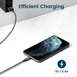 RAMPOW Câble iPhone 1m Certifié Apple MFi, iPhone Chargeur Fibre de Nylon Tressé avec Ultra Résistant, Câble Lightning pour iPho