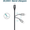 RAMPOW Câble iPhone 1m Certifié Apple MFi, iPhone Chargeur Fibre de Nylon Tressé avec Ultra Résistant, Câble Lightning pour iPho