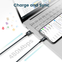 RAMPOW Câble iPhone 1m Certifié Apple MFi, iPhone Chargeur Fibre de Nylon Tressé avec Ultra Résistant, Câble Lightning pour iPho