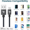 RAMPOW Câble iPhone 1m Certifié Apple MFi, iPhone Chargeur Fibre de Nylon Tressé avec Ultra Résistant, Câble Lightning pour iPho