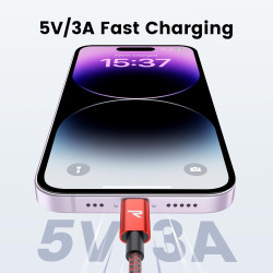 RAMPOW Câble iPhone, Certifié Apple MFi en Fibre de Nylon Tressé, Connecteur Ultra Résistant, Câble Lightning Charge Rapid pour 