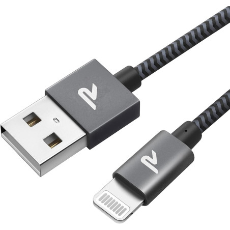 RAMPOW Câble iPhone [2M Long] Certifié Apple MFi, iPhone Chargeur Fibre de Nylon Tressé avec Ultra Résistant, Câble Lightning po