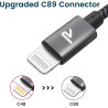 RAMPOW Câble iPhone [2M Long] Certifié Apple MFi, iPhone Chargeur Fibre de Nylon Tressé avec Ultra Résistant, Câble Lightning po