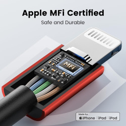 RAMPOW Câble iPhone 2M, Certifié Apple MFi en Fibre de Nylon Tressé Connecteur Ultra Résistant, Câble Lightning Charge Rapid pou