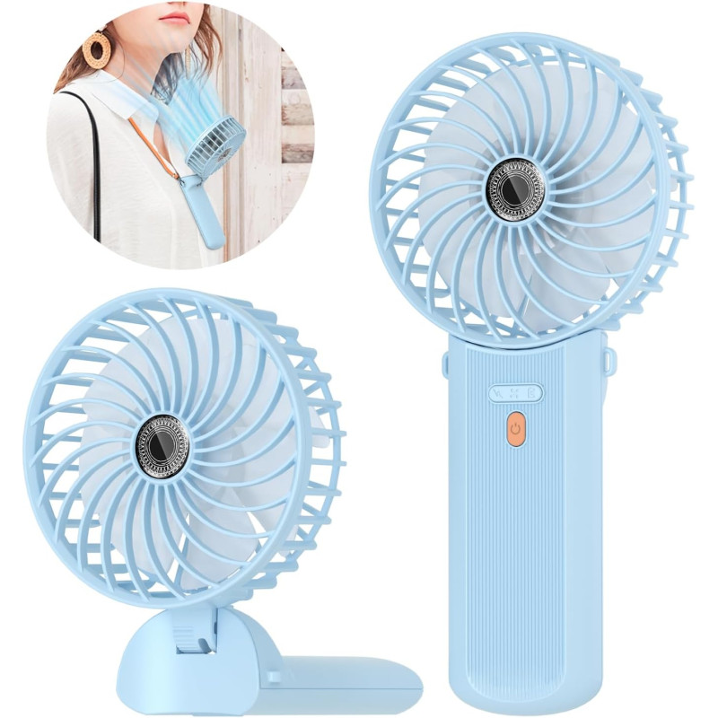 Lepwings Mini Ventilateur Portable USB Rechargeable, 4 Vitesses, Autonomie 5,5-16 Heures, Rotation 180°, Ventilateur de Poche Pl