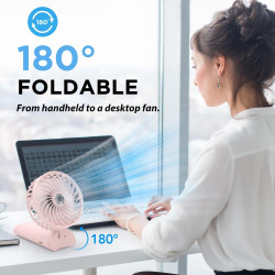Lepwings Mini Ventilateur Portable USB Rechargeable, 4 Vitesses, Autonomie 5,5-16 Heures, Rotation 180°, Ventilateur de Poche Pl