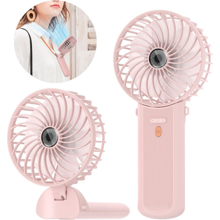 Lepwings Mini Ventilateur Portable USB Rechargeable, 4 Vitesses, Autonomie 5,5-16 Heures, Rotation 180°, Ventilateur de Poche Pl